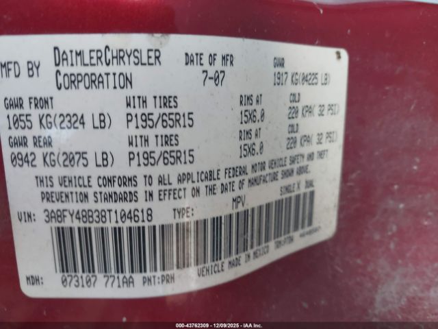2008 CHRYSLER PT CRUISER 3A8FY48B38T104618 Photo 8