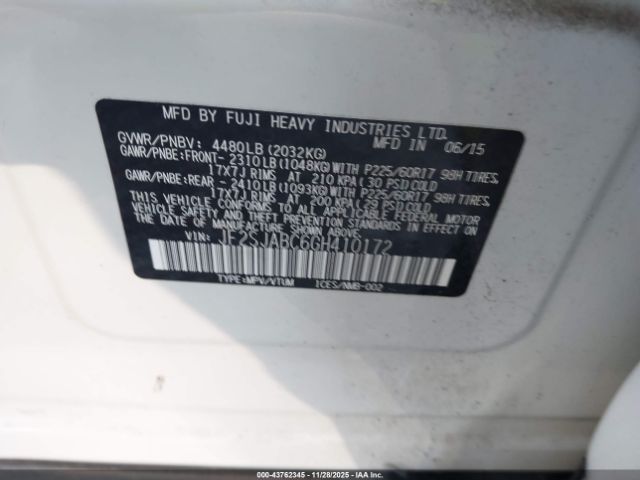 2016 SUBARU FORESTER JF2SJABC6GH410172 Photo 8