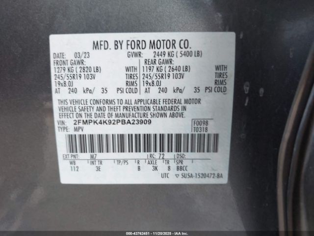 2023 FORD EDGE 2FMPK4K92PBA23909 Photo 8