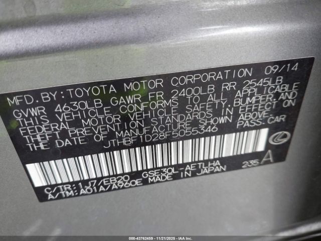 2015 LEXUS IS 250 JTHBF1D28F5055346 Photo 8