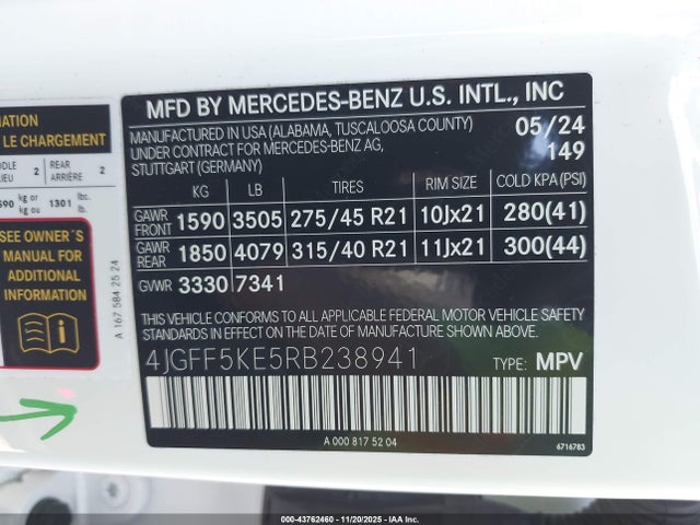 2024 MERCEDES-BENZ GLS 450 4JGFF5KE5RB238941 Photo 8