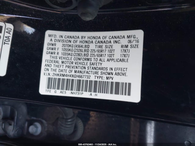 Honda CR-V SE 2016 2HKRM4H4XGH667732 Image 9