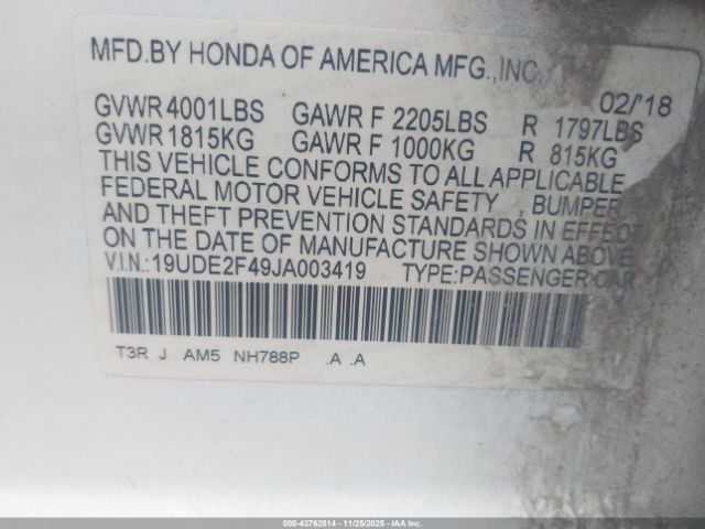 2018 ACURA ILX 19UDE2F49JA003419 Photo 8