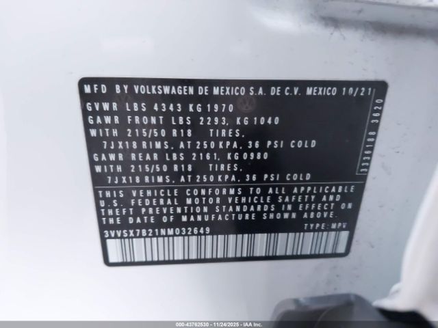 2022 VOLKSWAGEN TAOS 3VVSX7B21NM032649 Photo 8
