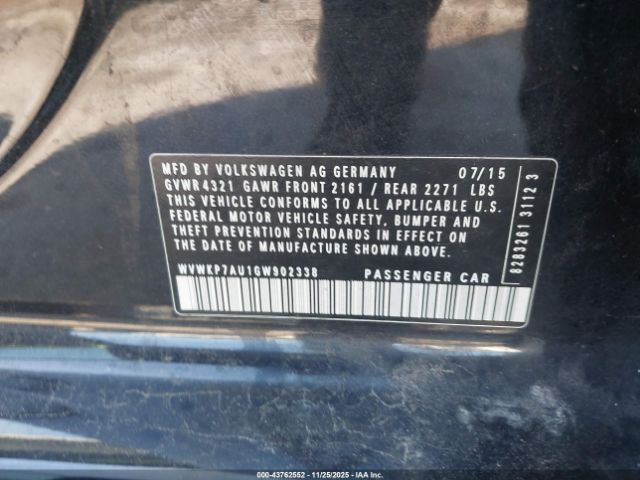 2016 VOLKSWAGEN E-GOLF WVWKP7AU1GW902338 Photo 8