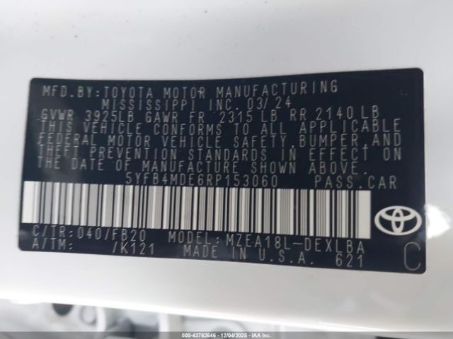 2024 TOYOTA COROLLA 5YFB4MDE6RP153060 Photo 8