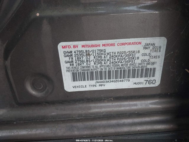 2016 MITSUBISHI OUTLANDER JA4AD3A34GZ048779 Photo 8