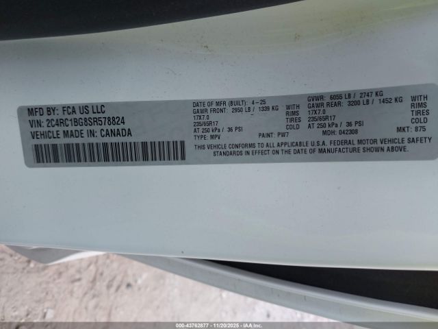 2025 CHRYSLER PACIFICA 2C4RC1BG8SR578824 Photo 8