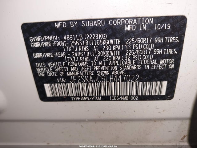Subaru Forester Premium 2020 JF2SKAJC6LH447022 Image 9