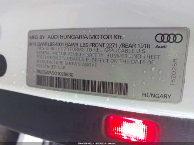 2016 AUDI TT TRUC5AFV9G1029630 Photo 8