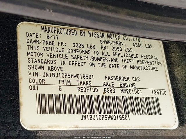 JN1BJ1CP5HW019501 Nissan Rogue Sport Sv