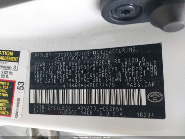2023 TOYOTA CAMRY 4T1K61AK4PU077479 Photo 8