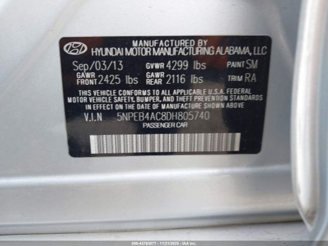 2013 HYUNDAI SONATA 5NPEB4AC8DH805740 Photo 8