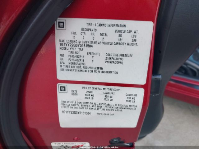 2000 CHEVROLET CORVETTE 1G1YY22G0Y5131504 Photo 8