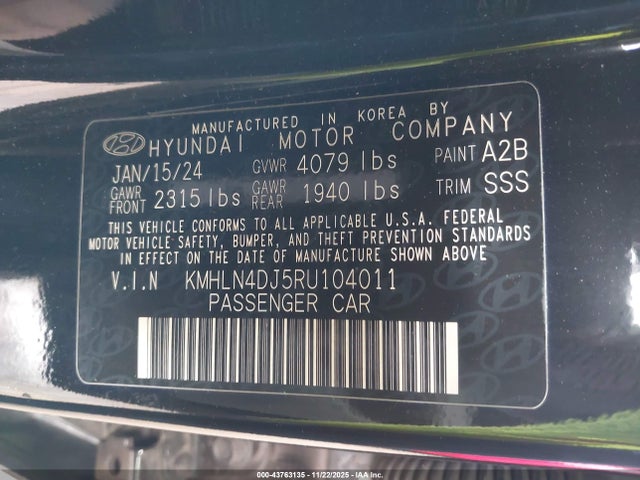 KMHLN4DJ5RU104011 Hyundai Elantra Hybrid Limited