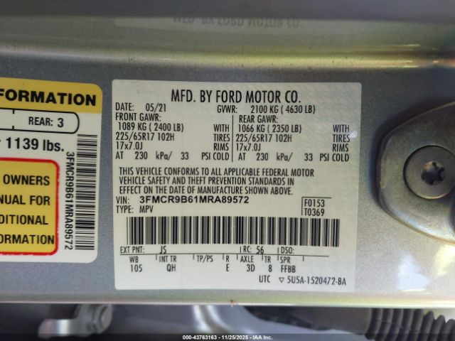 2021 FORD BRONCO SPORT 3FMCR9B61MRA89572 Photo 8