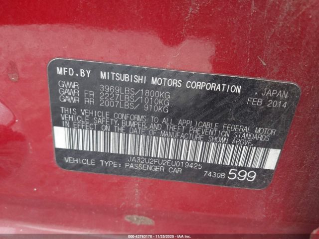 2014 MITSUBISHI LANCER JA32U2FU2EU019425 Photo 8