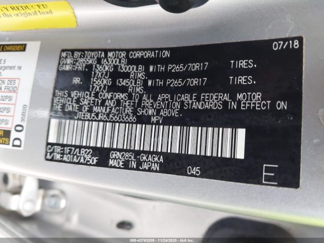 2018 TOYOTA 4RUNNER JTEBU5JR6J5603686 Photo 8