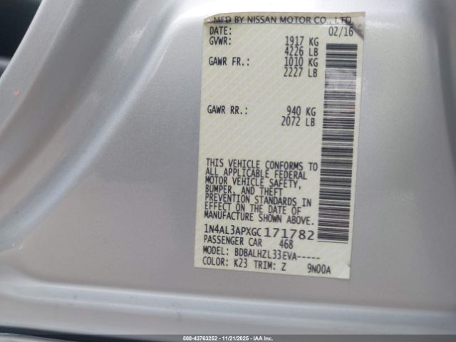 2016 NISSAN ALTIMA 1N4AL3APXGC171782 Photo 8