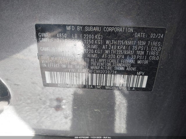 4S4BTAFC9R3239724 Subaru Outback Premium