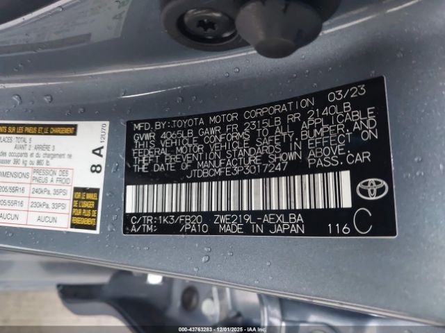 2023 TOYOTA COROLLA JTDBCMFE3P3017247 Photo 8