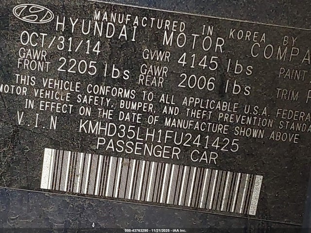 KMHD35LH1FU241425 Hyundai ELANTRA GT