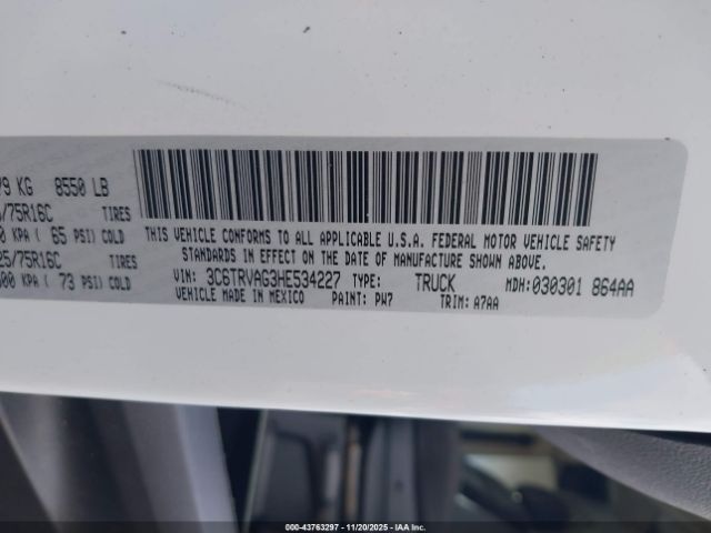 2017 RAM PROMASTER 1500 3C6TRVAG3HE534227 Photo 8