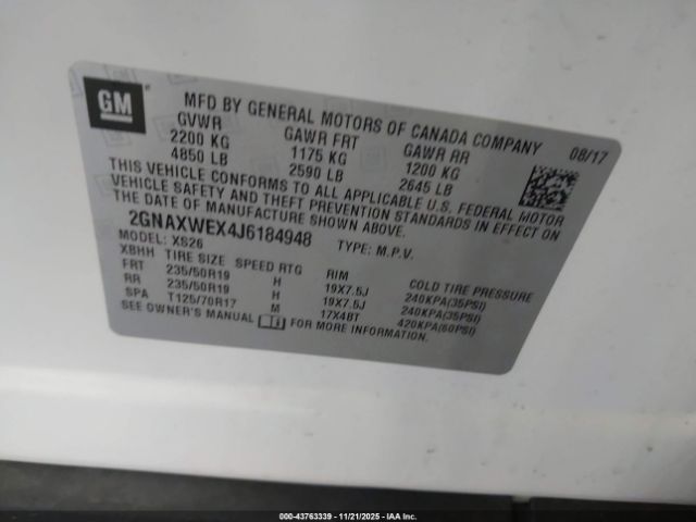 2018 CHEVROLET EQUINOX 2GNAXWEX4J6184948 Photo 8