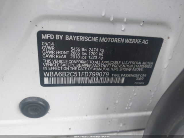 2015 BMW 650I GRAN COUPE WBA6B2C51FD799079 Photo 8