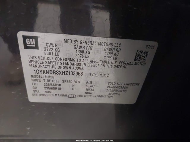 2017 CADILLAC XT5 1GYKNDRSXHZ133968 Photo 8