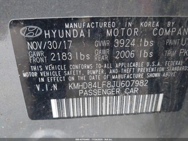 2018 HYUNDAI ELANTRA KMHD84LF8JU607982 Photo 8