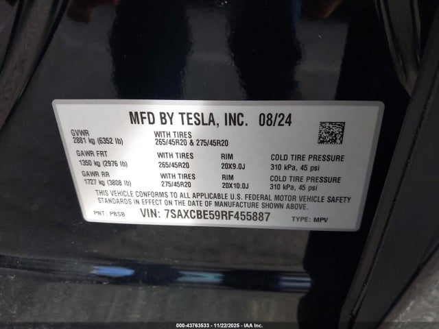 2024 TESLA MODEL X 7SAXCBE59RF455887 Photo 8