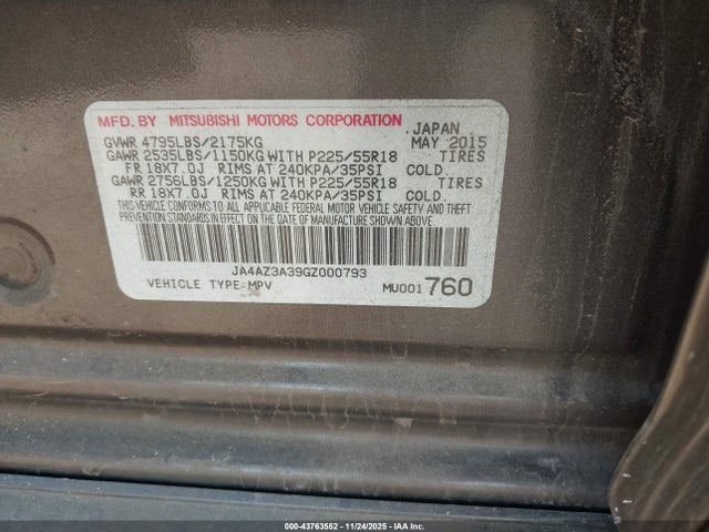 2016 MITSUBISHI OUTLANDER JA4AZ3A39GZ000793 Photo 8