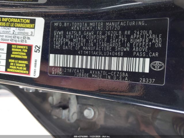 2020 TOYOTA CAMRY 4T1M11AK9LU340468 Photo 8