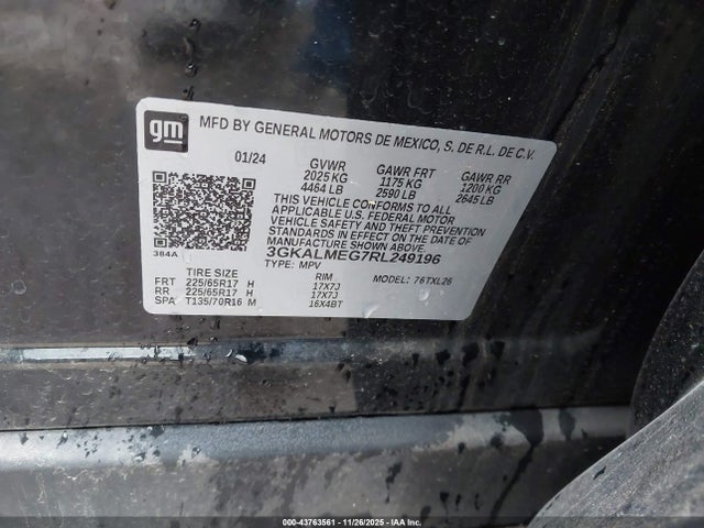 Продаж на аукціоні авто 2024 Gmc Terrain Fwd Sle, vin: 3GKALMEG7RL249196, номер лоту: 43763561