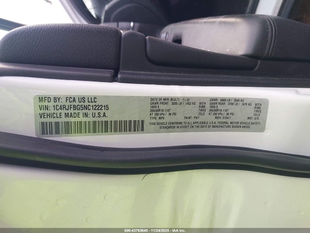 2022 JEEP GRAND CHEROKEE WK 1C4RJFBG5NC122215 Photo 8