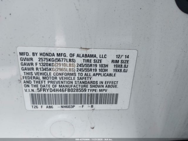 2015 ACURA MDX 5FRYD4H46FB028559 Photo 8