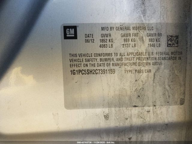 2012 CHEVROLET CRUZE 1G1PC5SH2C7391159 Photo 8