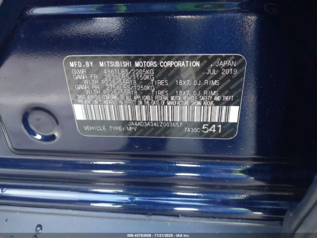 2020 MITSUBISHI OUTLANDER JA4AD3A34LZ003657 Photo 8