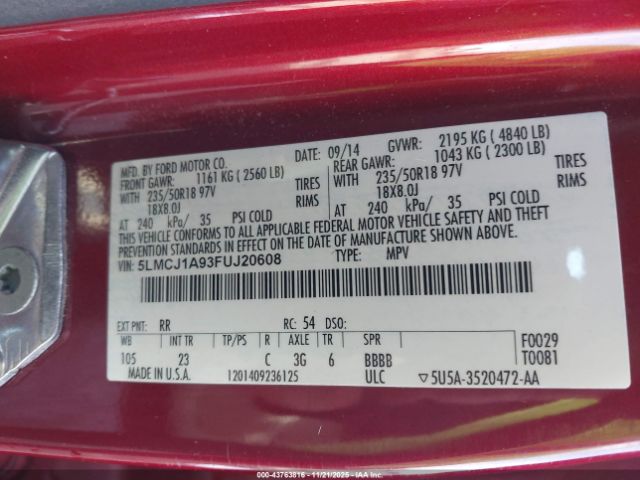 2015 LINCOLN MKC 5LMCJ1A93FUJ20608 Photo 8