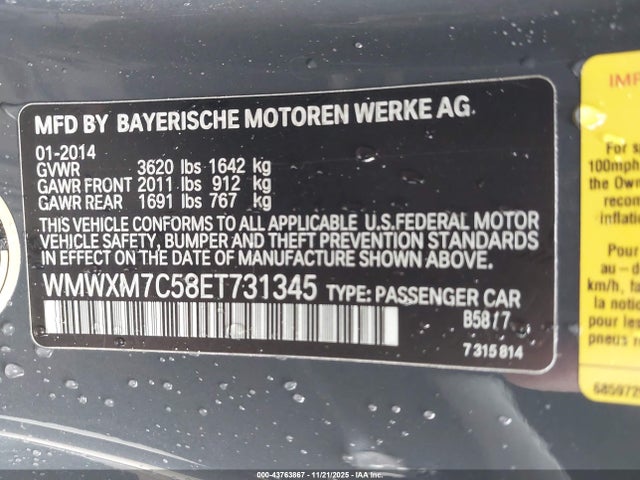 2014 MINI HARDTOP WMWXM7C58ET731345 Photo 8