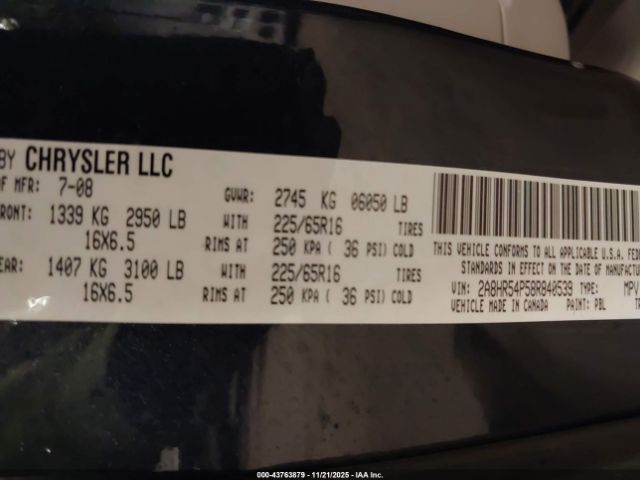 2008 CHRYSLER TOWN & COUNTRY 2A8HR54P58R840539 Photo 8