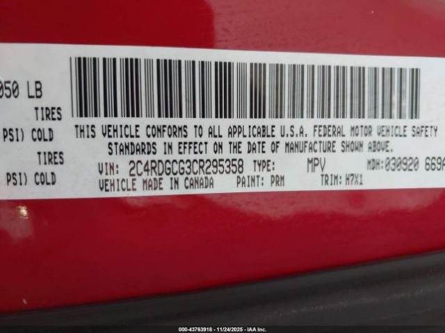 2012 DODGE GRAND CARAVAN 2C4RDGCG3CR295358 Photo 8