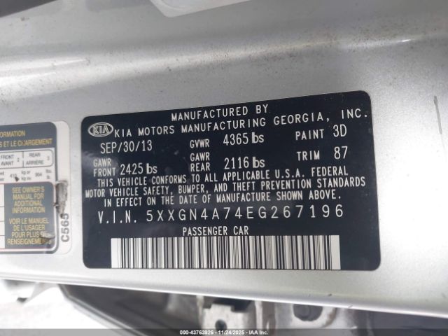 2014 KIA OPTIMA 5XXGN4A74EG267196 Photo 8