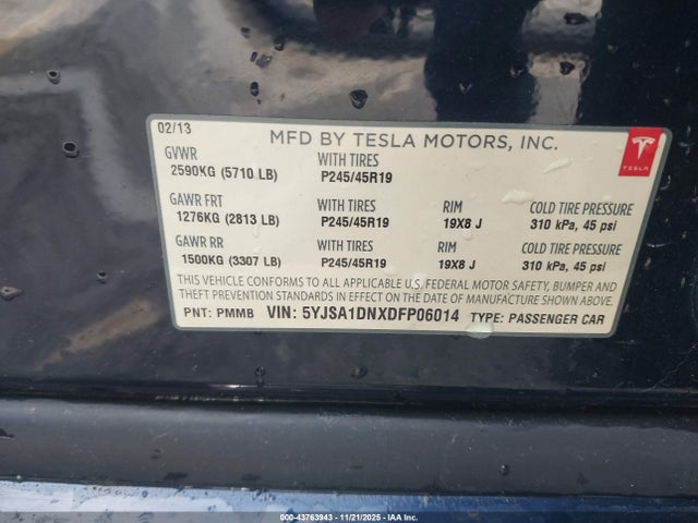 2013 TESLA MODEL S 5YJSA1DNXDFP06014 Photo 8