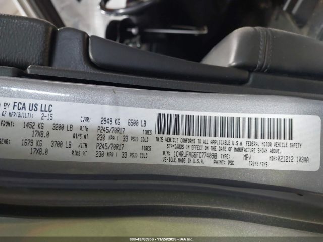 2015 JEEP GRAND CHEROKEE 1C4RJFAG6FC774098 Photo 8