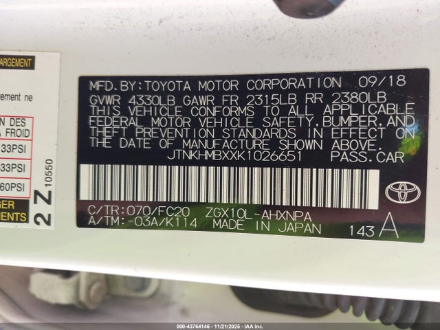 JTNKHMBXXK1026651 Toyota C-HR LE