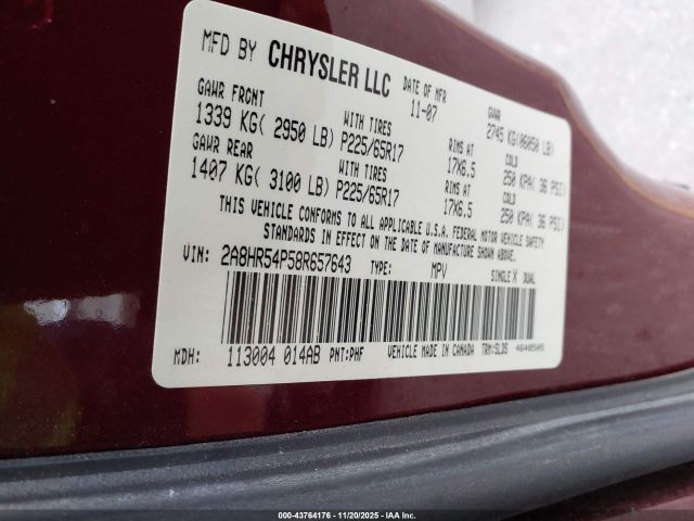 2008 CHRYSLER TOWN & COUNTRY 2A8HR54P58R657643 Photo 8