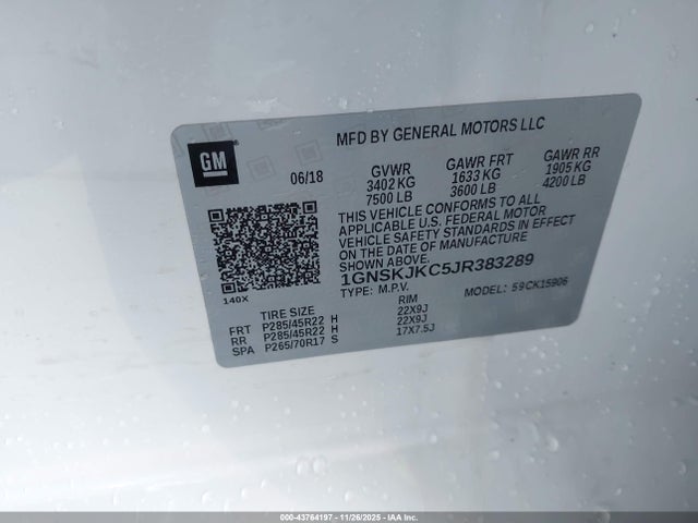 1GNSKJKC5JR383289 Chevrolet Suburban Premier