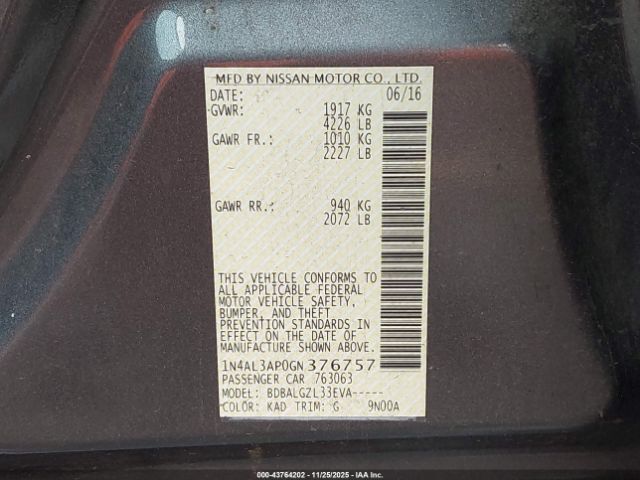2016 NISSAN ALTIMA 1N4AL3AP0GN376757 Photo 8